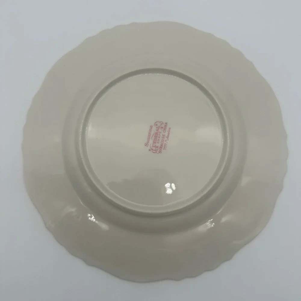 Syracuse China Suzanne Federal Shape Salad Plates Gold Rim Set of 4